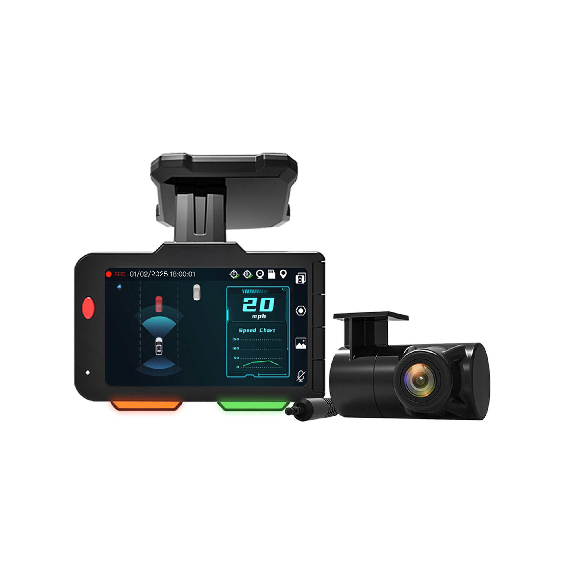 VOXX ACADC5 front and rear cameras with AI display