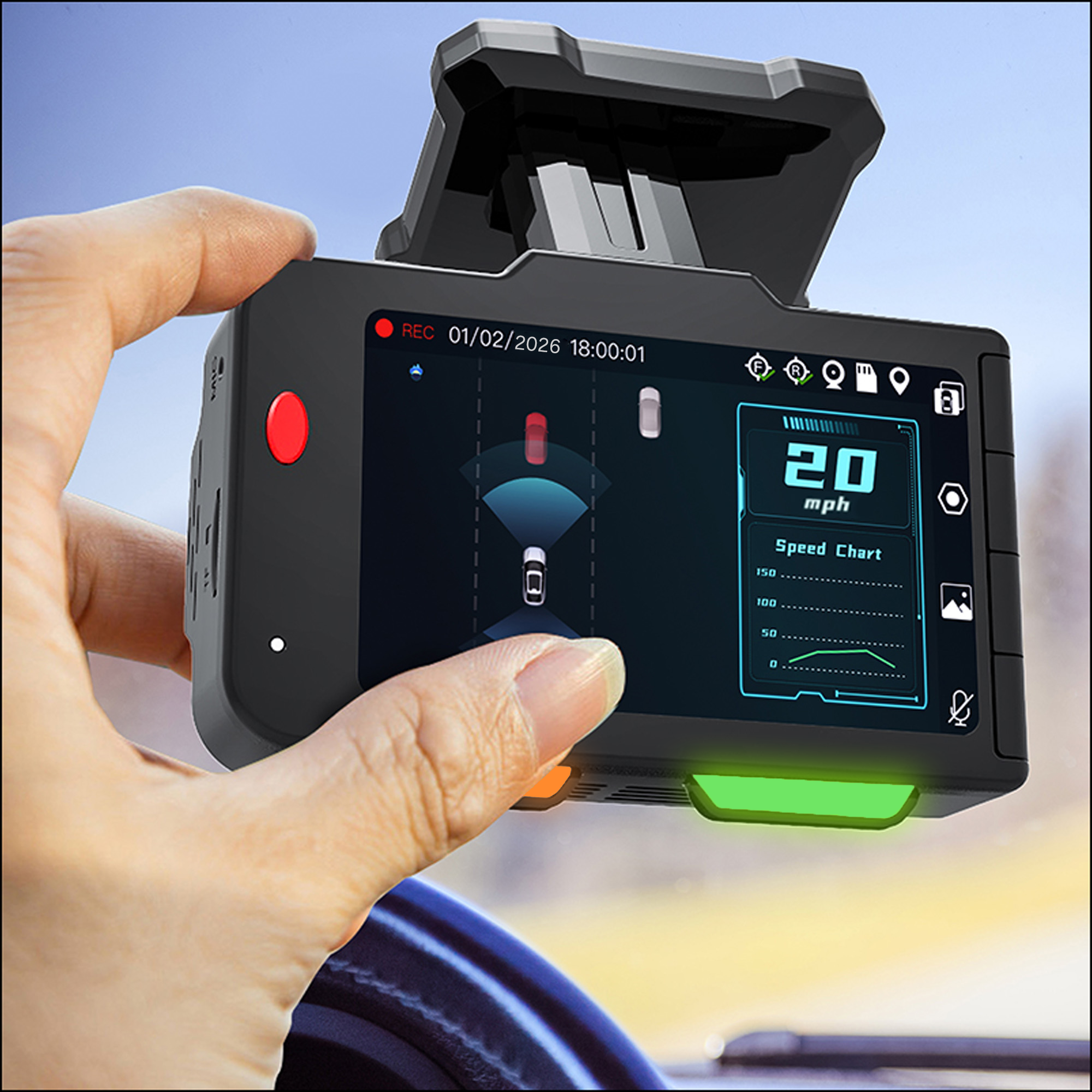 VOXX ACADC5 color display with AI driver-assistance alerts