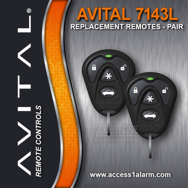 Pair of two genuine original Avital 7143L 1-way 4-button remote controls, FCC ID EZSDEI474S