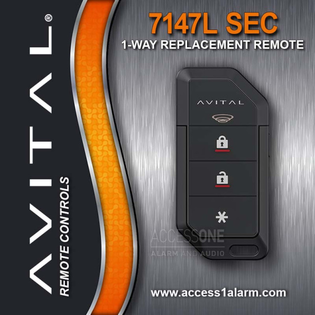 Genuine Avital 7147LSEC 1-way 4-button security remote control with asterisk button, FCC ID EZSDEI7146