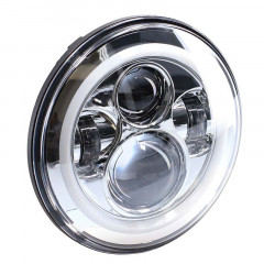 Jeep Wrangler and Gladiator 7 LED Headlight with Silver Face and Full Halo