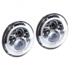 Jeep Wrangler and Gladiator 7 LED Headlight with Silver Face and Full Halo