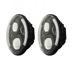 Jeep Wrangler and Gladiator LED Headlight with Black Face and Partial Halo