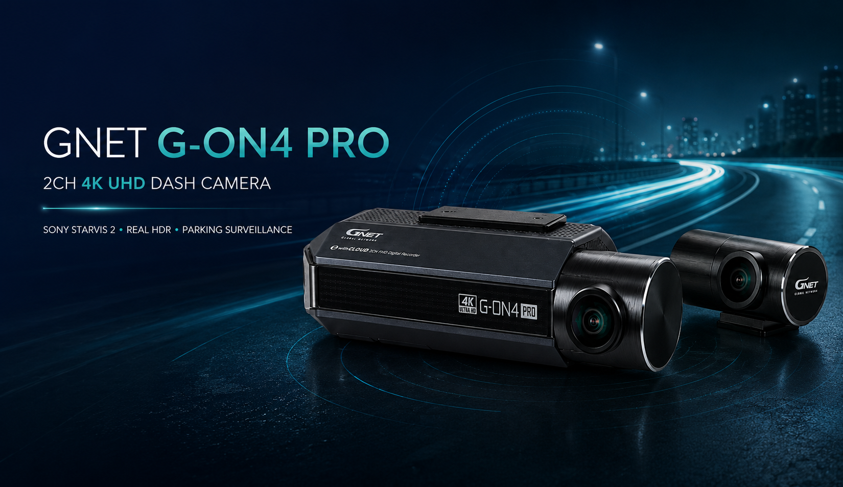 GNET G-ON4 PRO 2-Channel 4K UHD Dash Camera